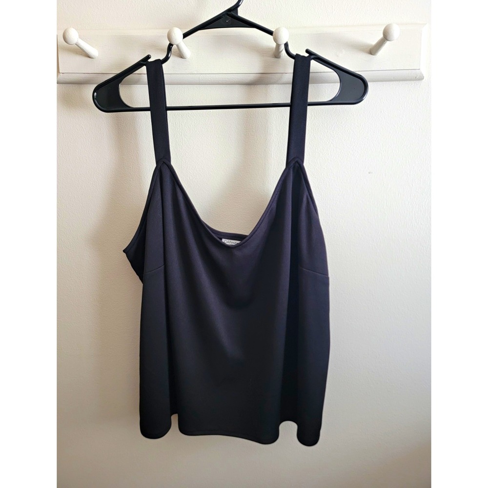 Coldwater Creek Women's XL Black Polyester Camisole Blouse Scoop Neck Basic EUC